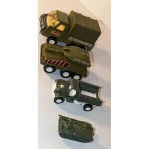 Lot Vintage Die Cast Army Vehicles Buddy L Hot Wheel Tootsie Toys Collectible